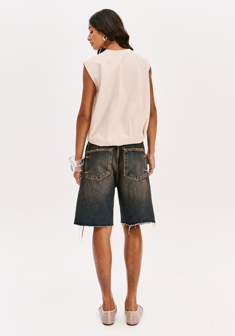 Bermuda Jeans Comfort Cintura Alta