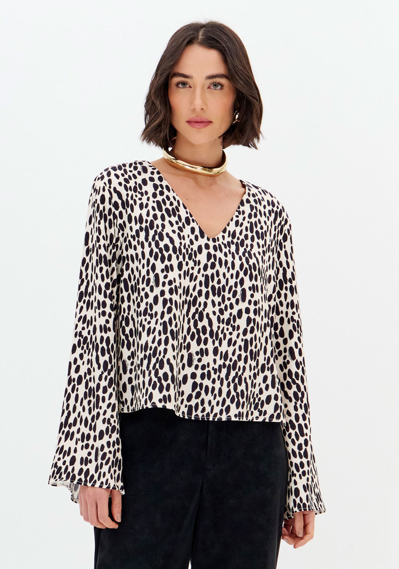 Blusa Descolada Manga Longa Estampada