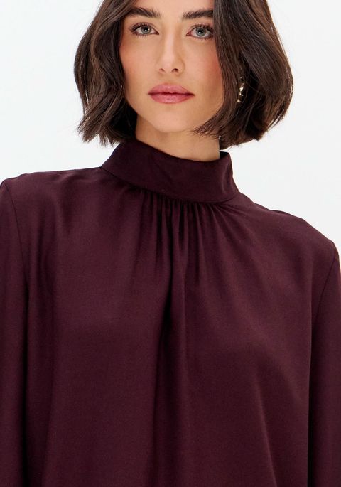 Blusa Manga Longa Bufante Com Gola Alta