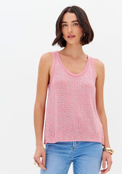 Blusa Regata Tricot Com Aplicação