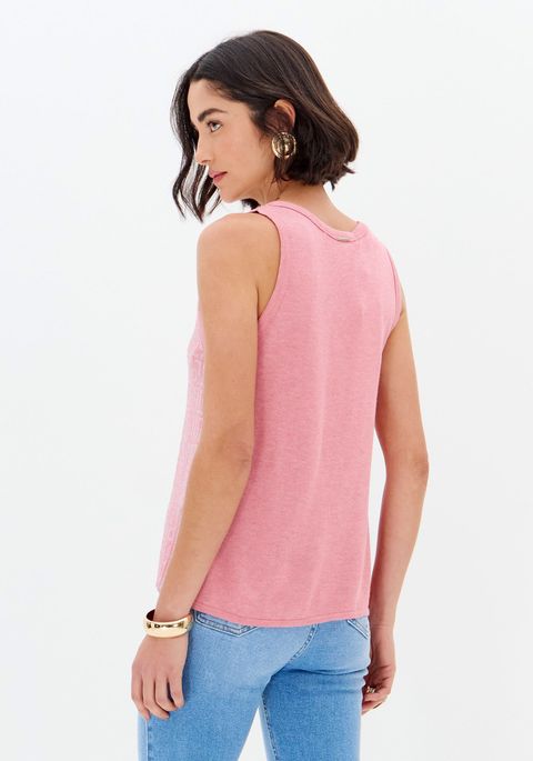 Blusa Regata Tricot Com Aplicação