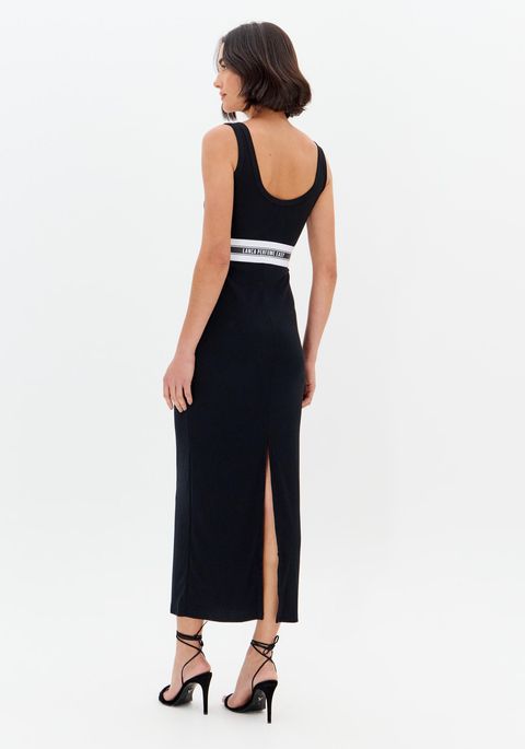Vestido Super Midi De Alças Elástico Cintura