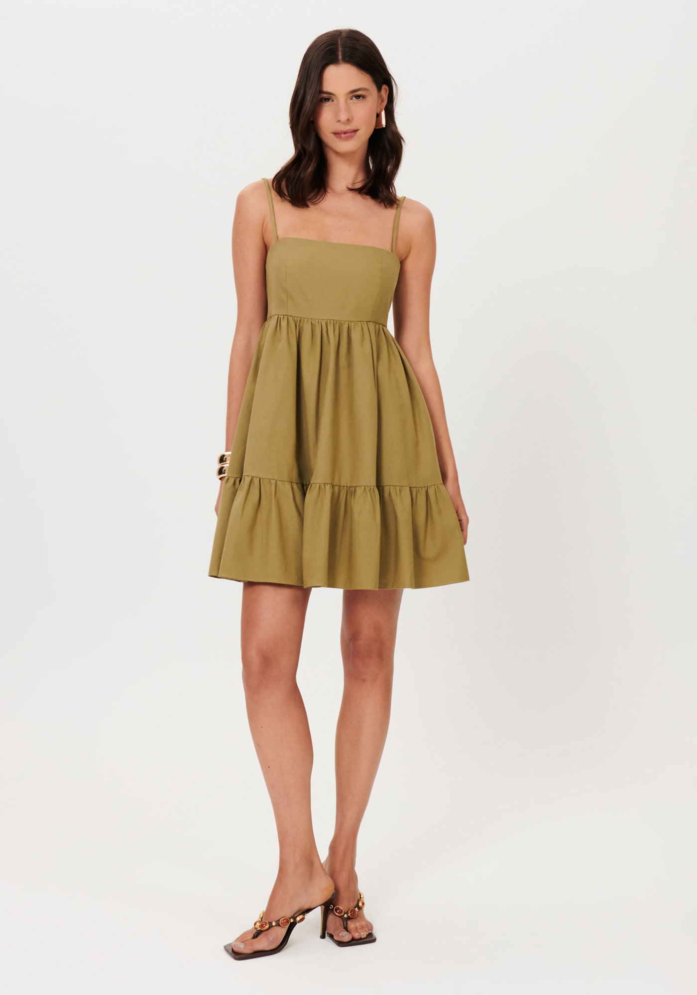 Vestido Curto De Alças Decote Reto