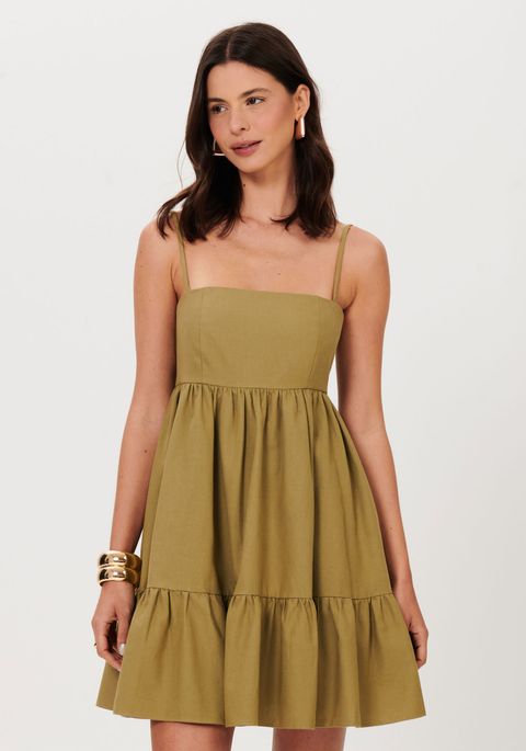 Vestido Curto De Alças Decote Reto