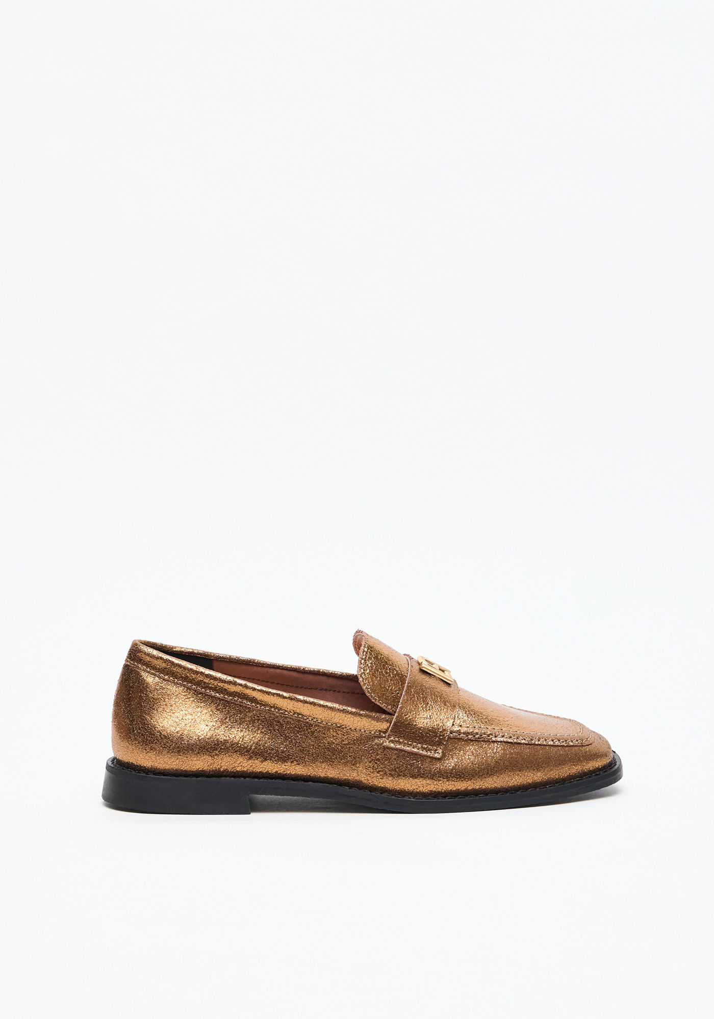 Mocassim Couro Metalizado