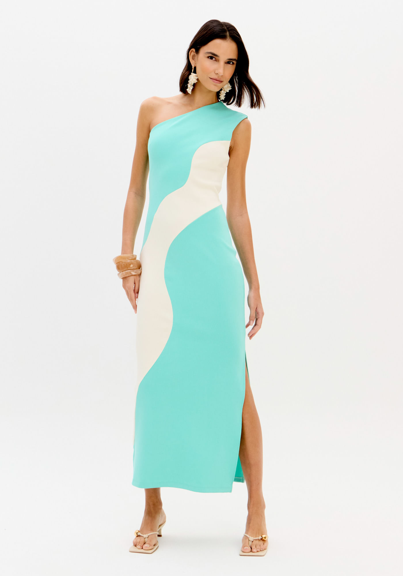 Vestido Super Midi Com Fenda Lateral