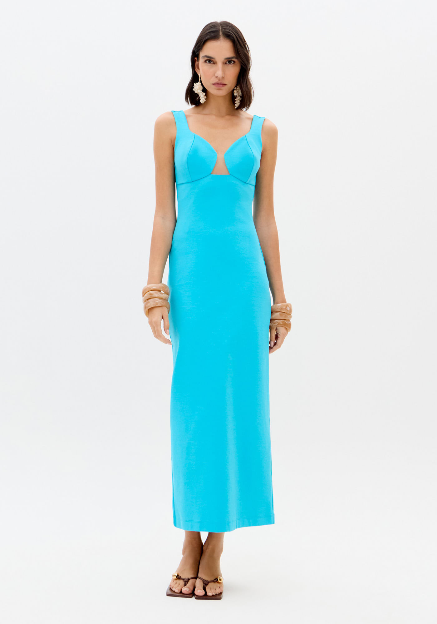 あおい Vestido Super Midi De Alças Com Recorte - Lança Perfume