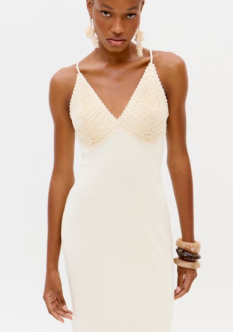 Vestido Super Midi De Alças Com Crochê