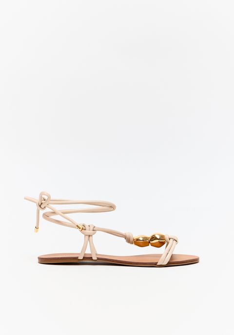 Rasteira Couro Ponteiras E Amarração