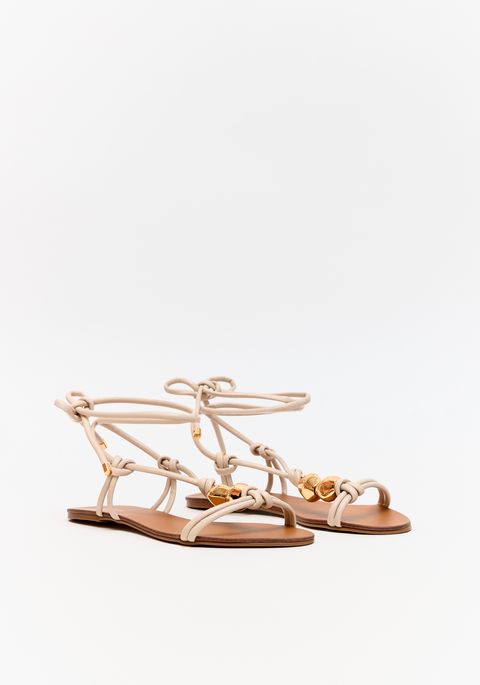 Rasteira Couro Ponteiras E Amarração