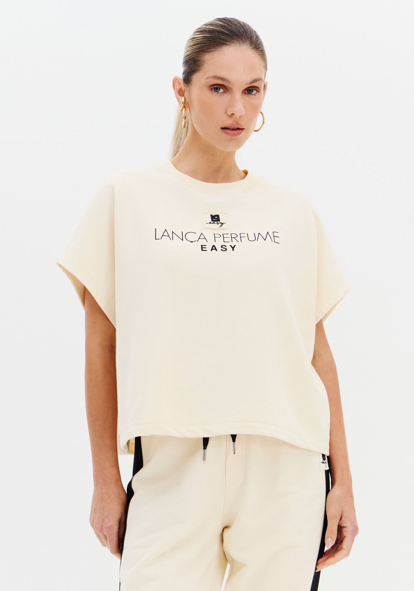 Blusa Mangas Curtas Com Estampa