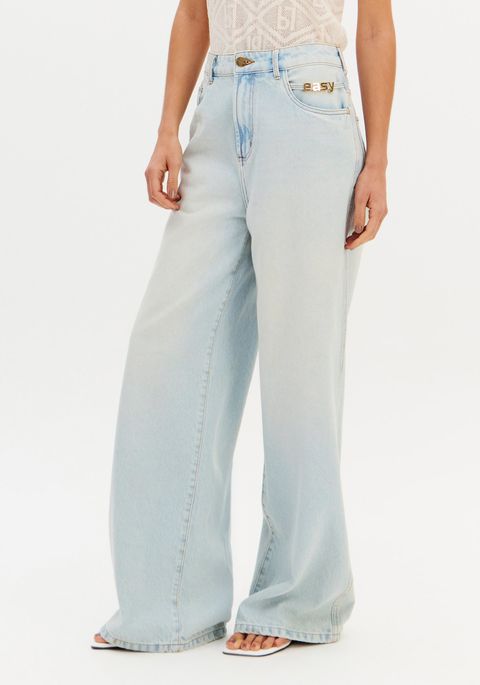 Calça Jeans Wide Leg Cintura Super Alta