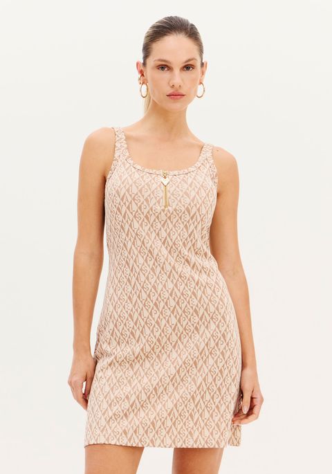 Vestido Curto Sem Mangas Jacquard