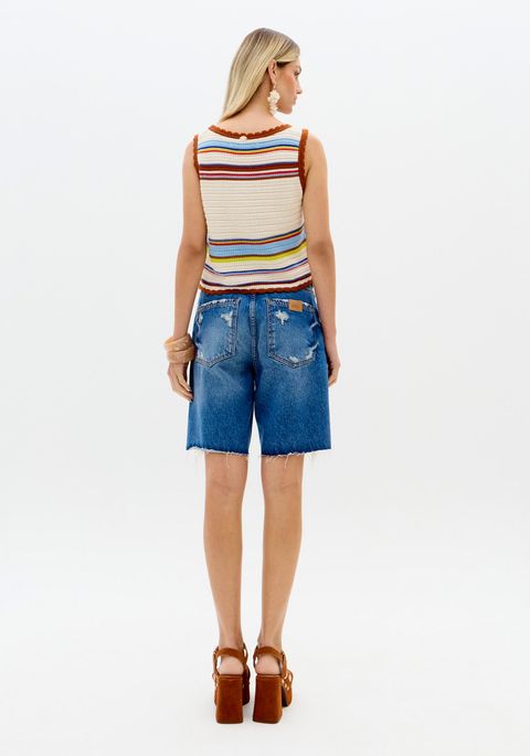 Bermuda Jeans Comfort Cintura Alta