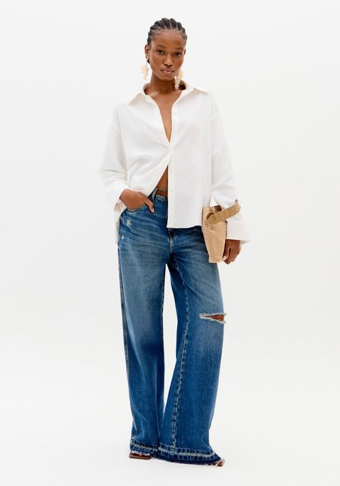 Calça Jeans Wide Leg Cintura Alta