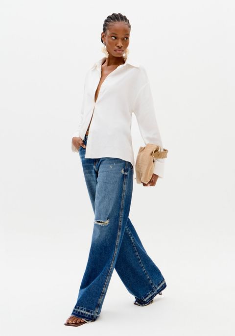 Calça Jeans Wide Leg Cintura Alta