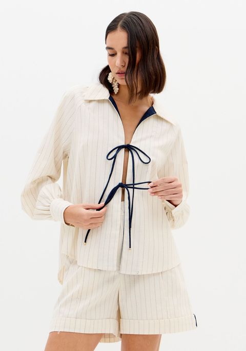 Camisa Manga Longa Com Amarrações