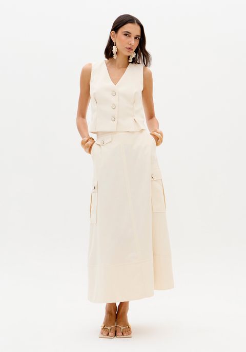 Saia Super Midi Com Bolsos