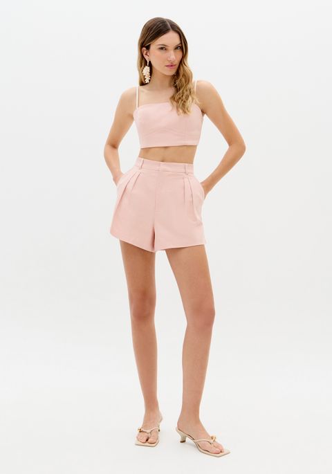 Short Alfaiataria Com Cintura Média