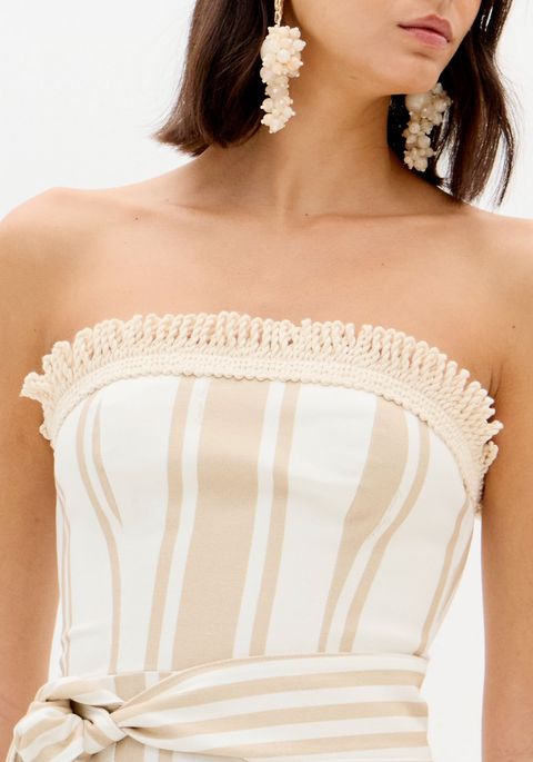 Vestido Longo Sem Alças Com Faixa