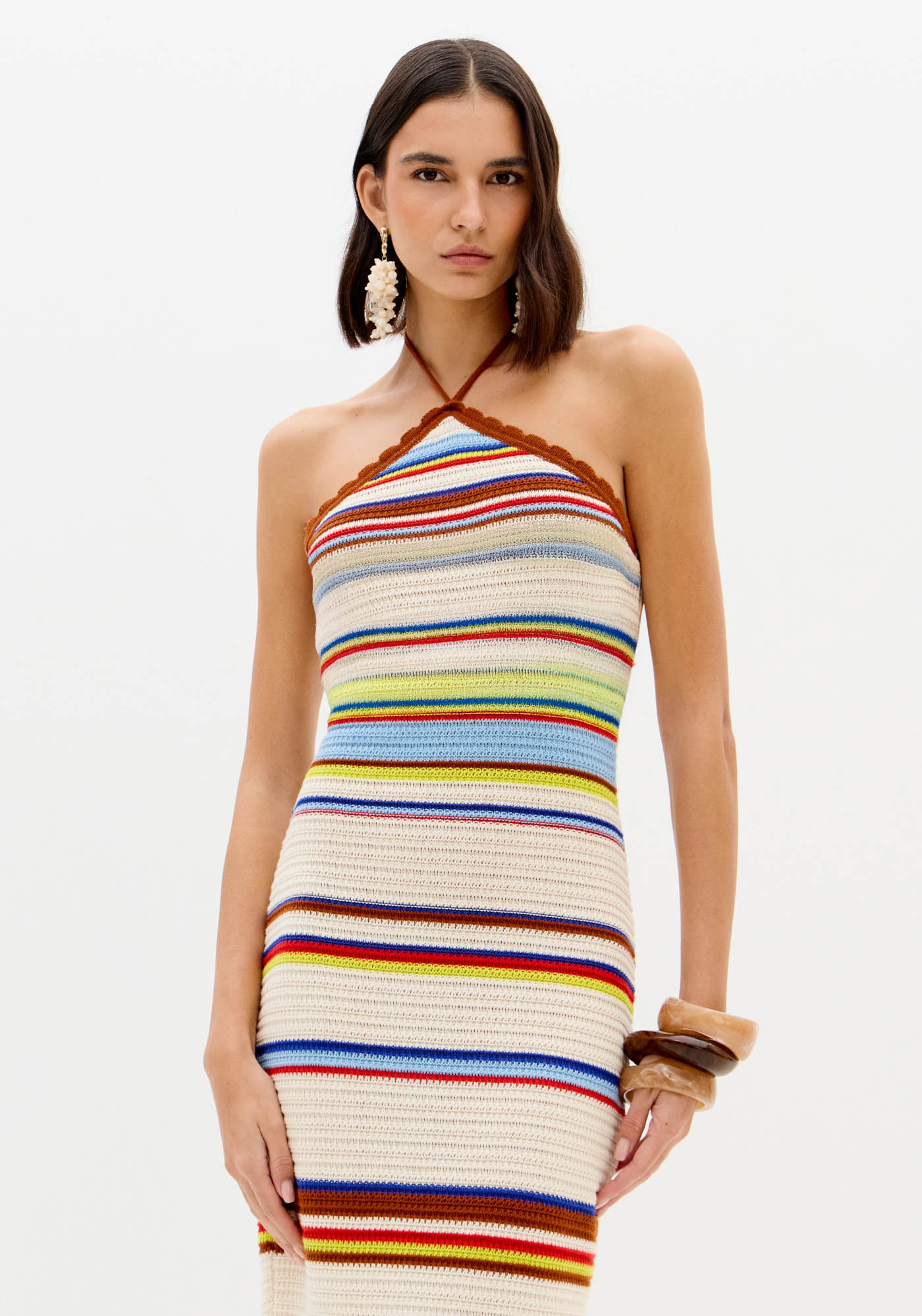 Vestido De Tricô Frente Única