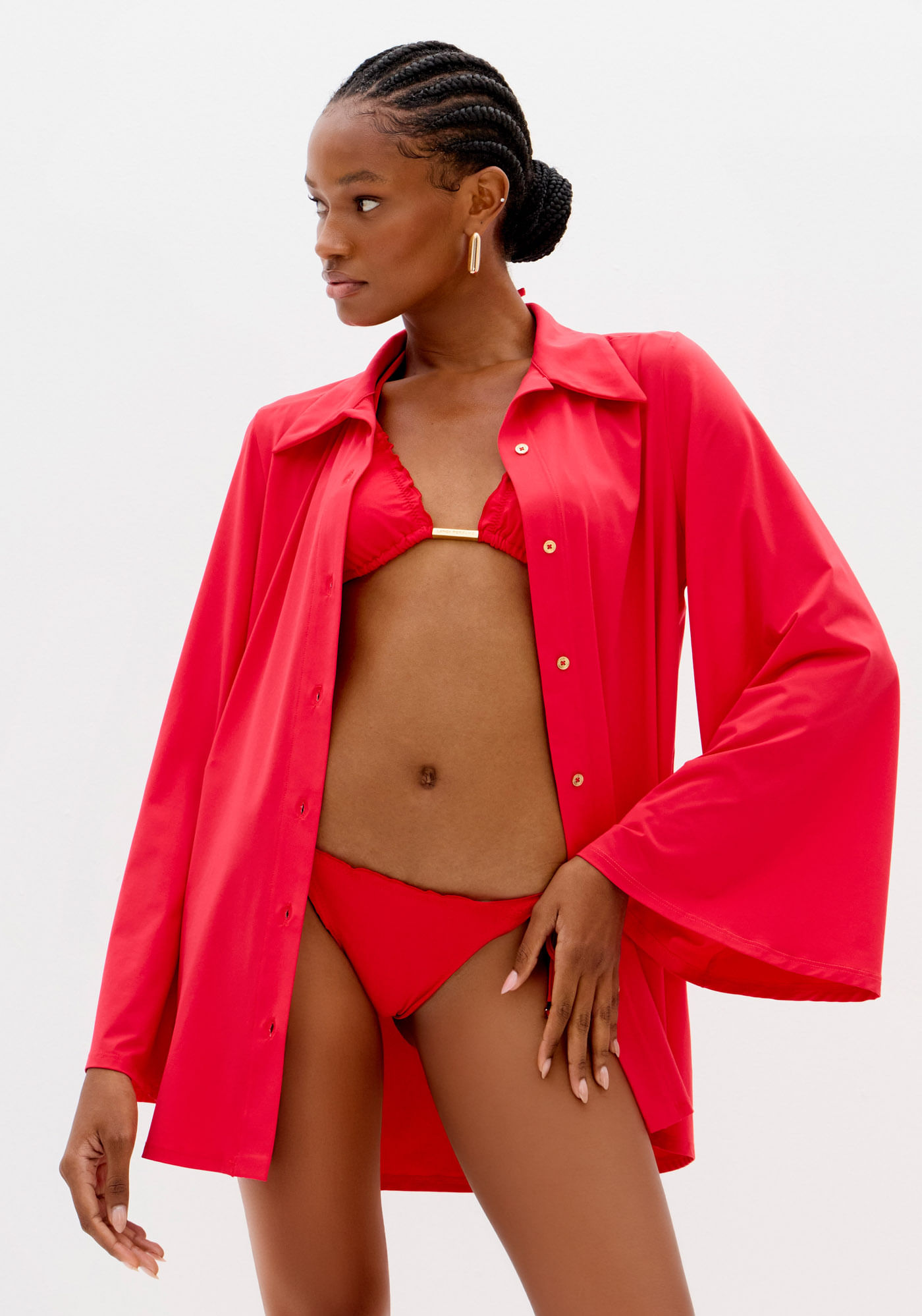 Camisa Alongada Manga Longa Flare