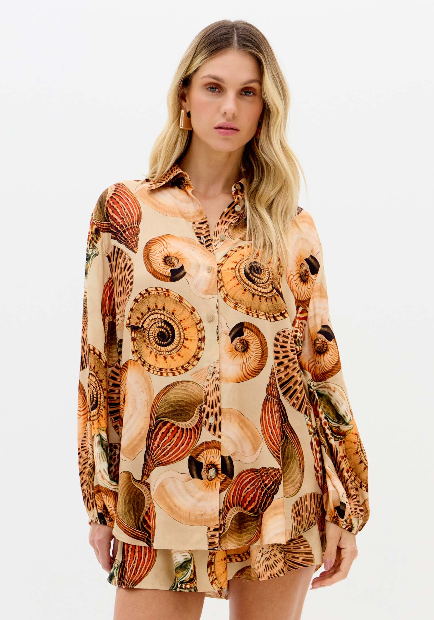 Camisa Alongada Manga Longa Estampada