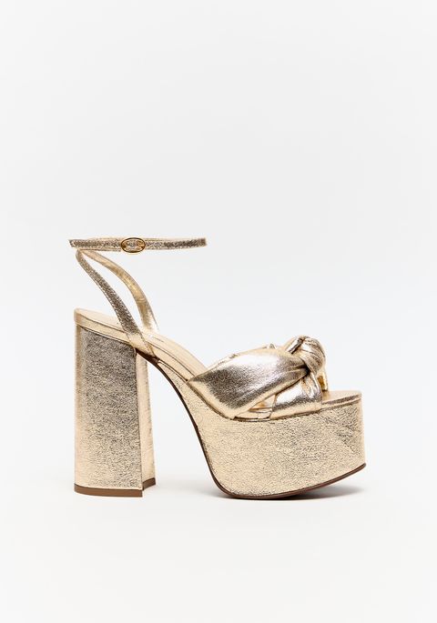 Sandália Meia Pata Couro Metalizado