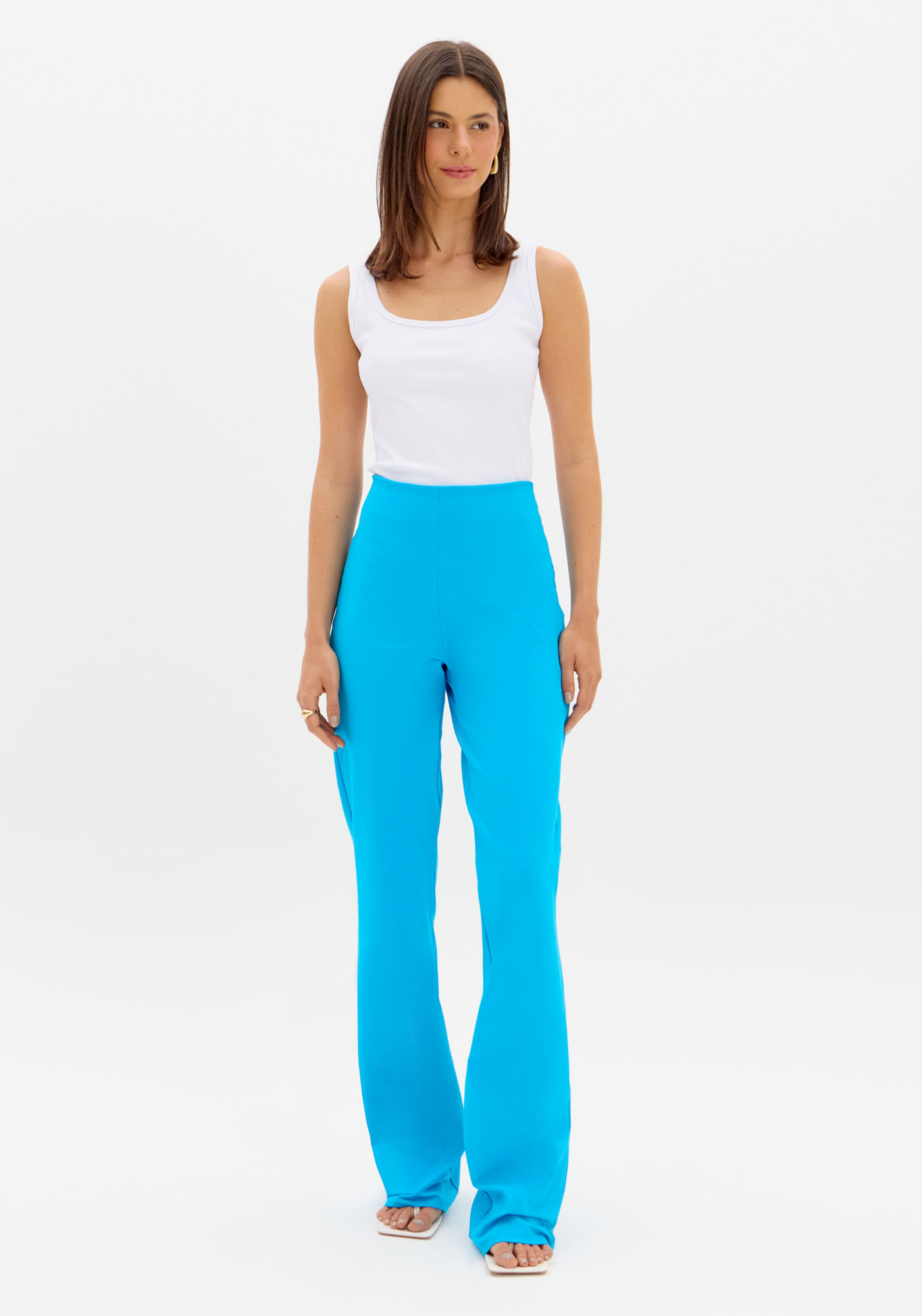 Calça Flare Com Cintura Alta