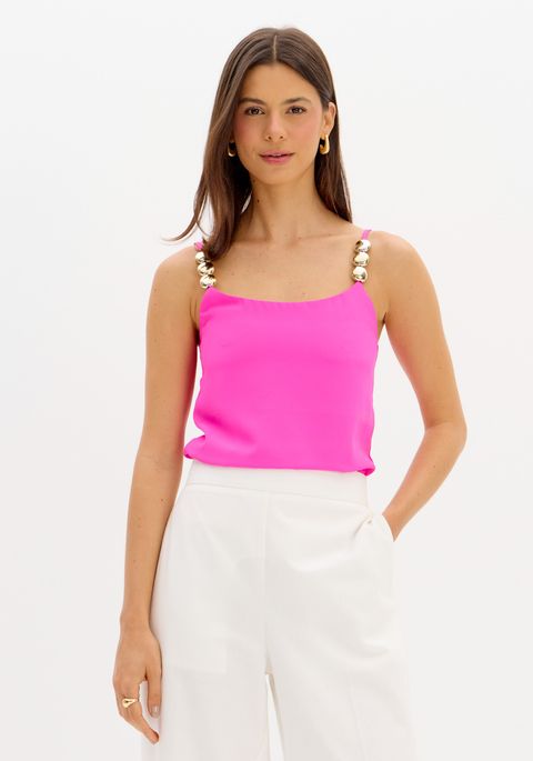 Blusa De Alças Com Aviamentos