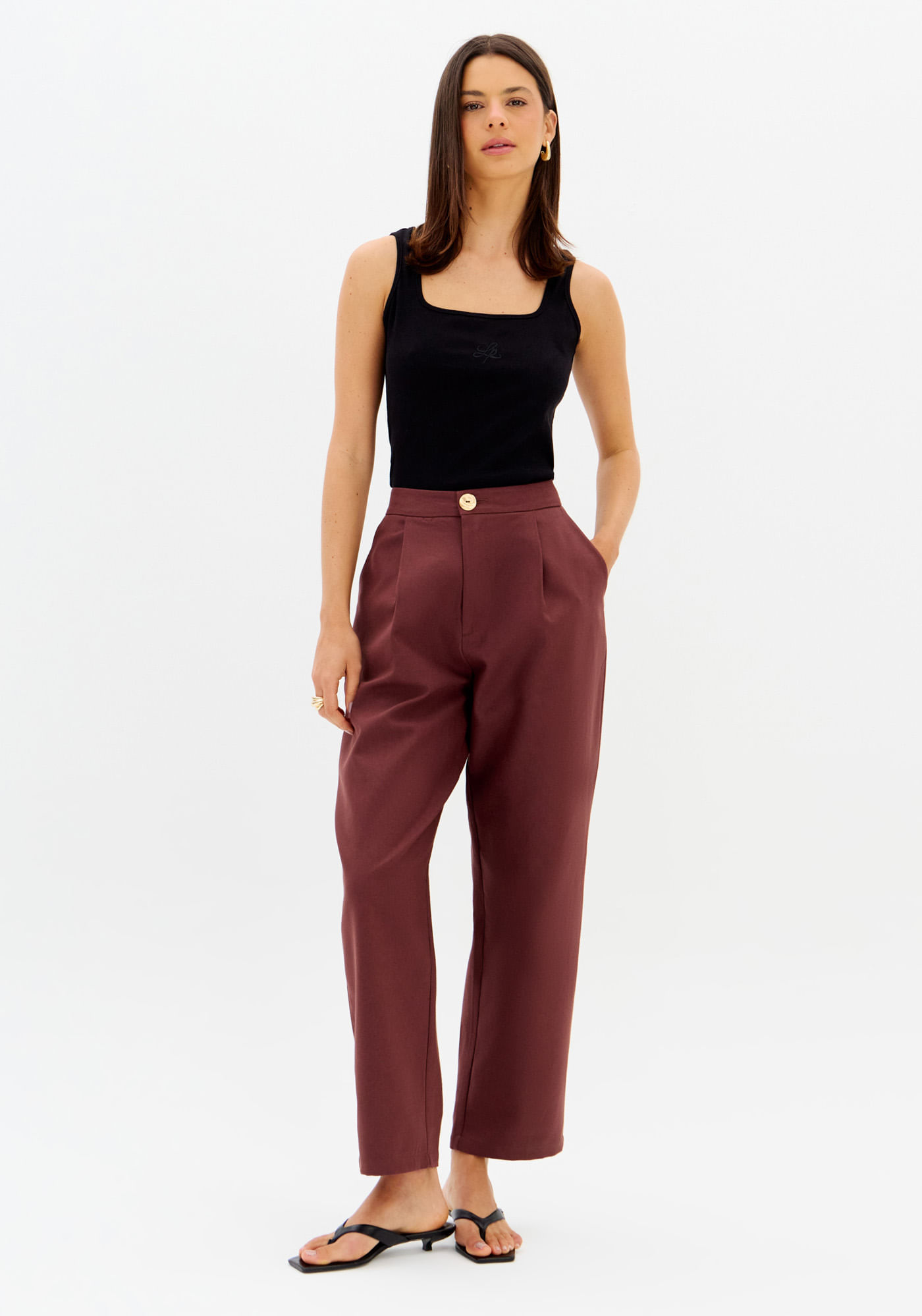 Calça Carrot De Cintura Alta