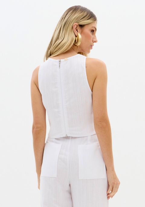 Blusa Curta Com Linho