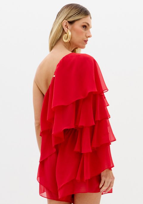 Blusa Manga Única Com Babados