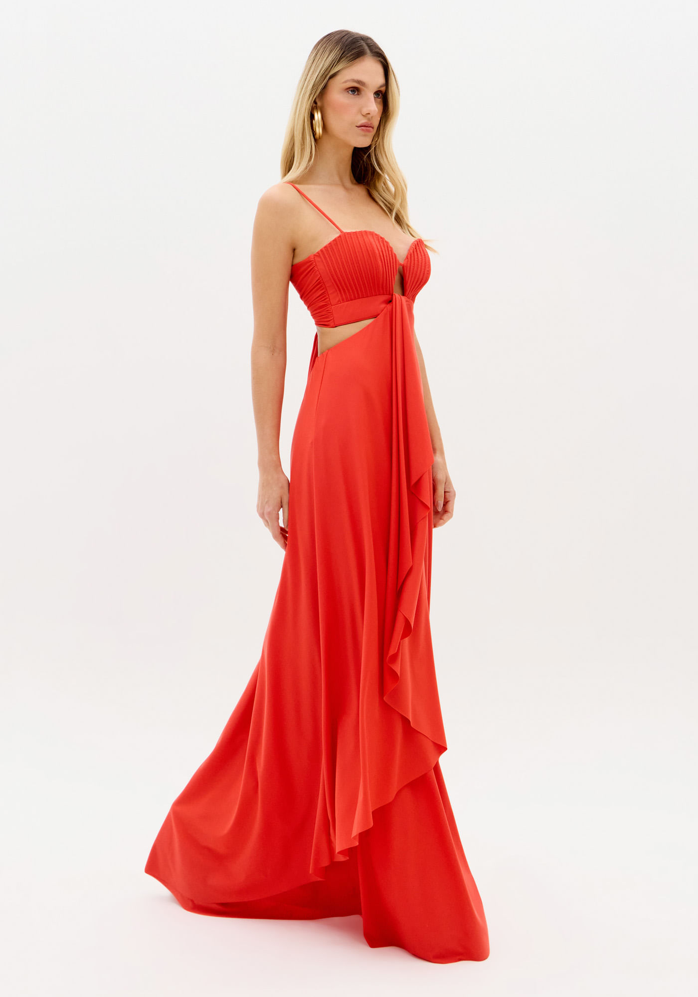 Vestido Longo De Alças Com Recortes