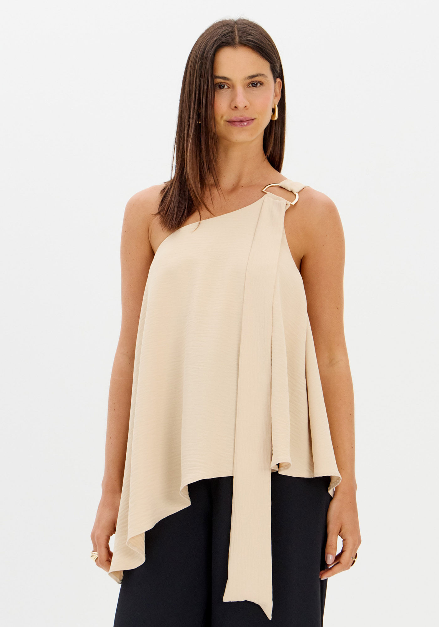 Blusa Alongada Ombro Único