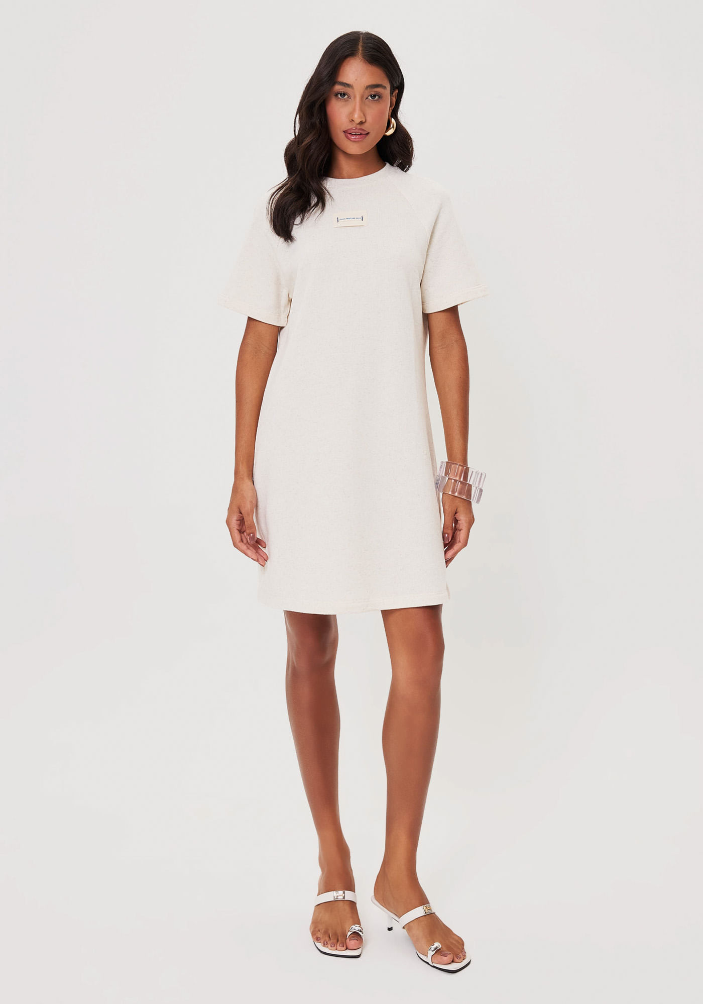Vestido Raglan Curto Com Linho