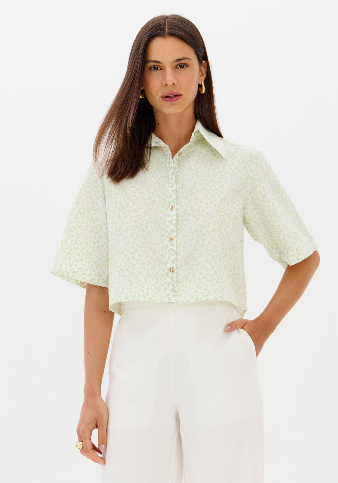Camisa Mangas Curtas Estampada