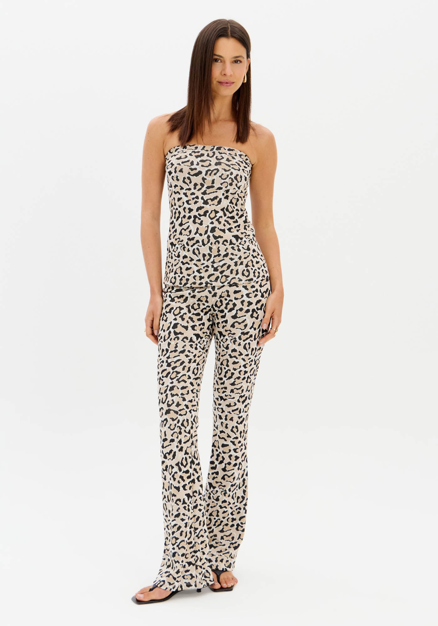 Calça Boot Cut Estampada Cintura Alta