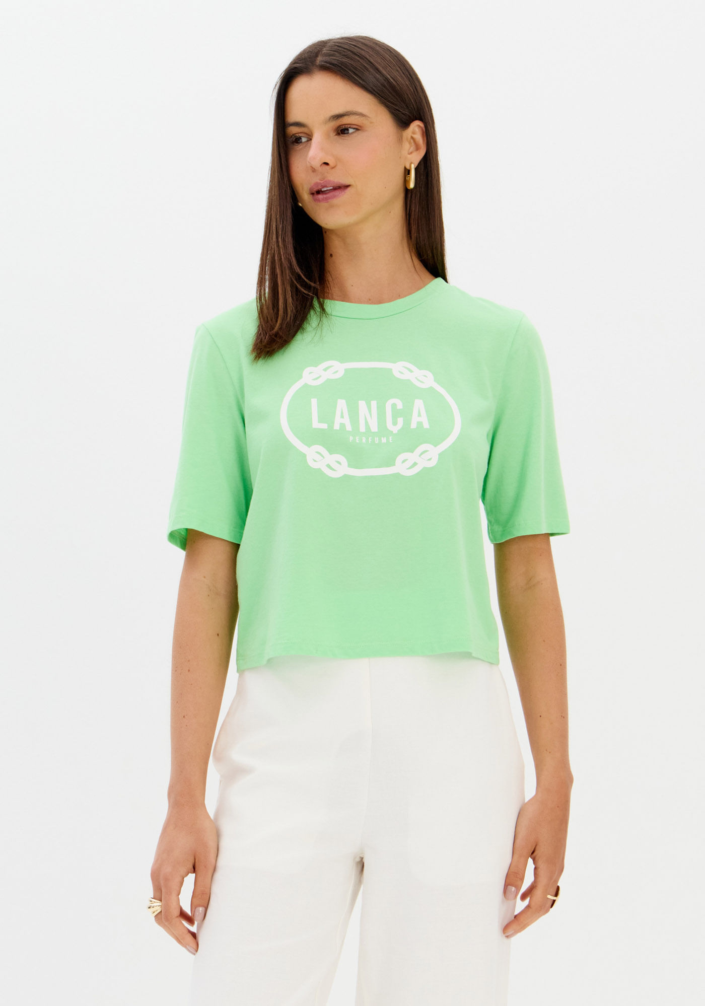 T-shirt Cropped Algodão Com Estampa