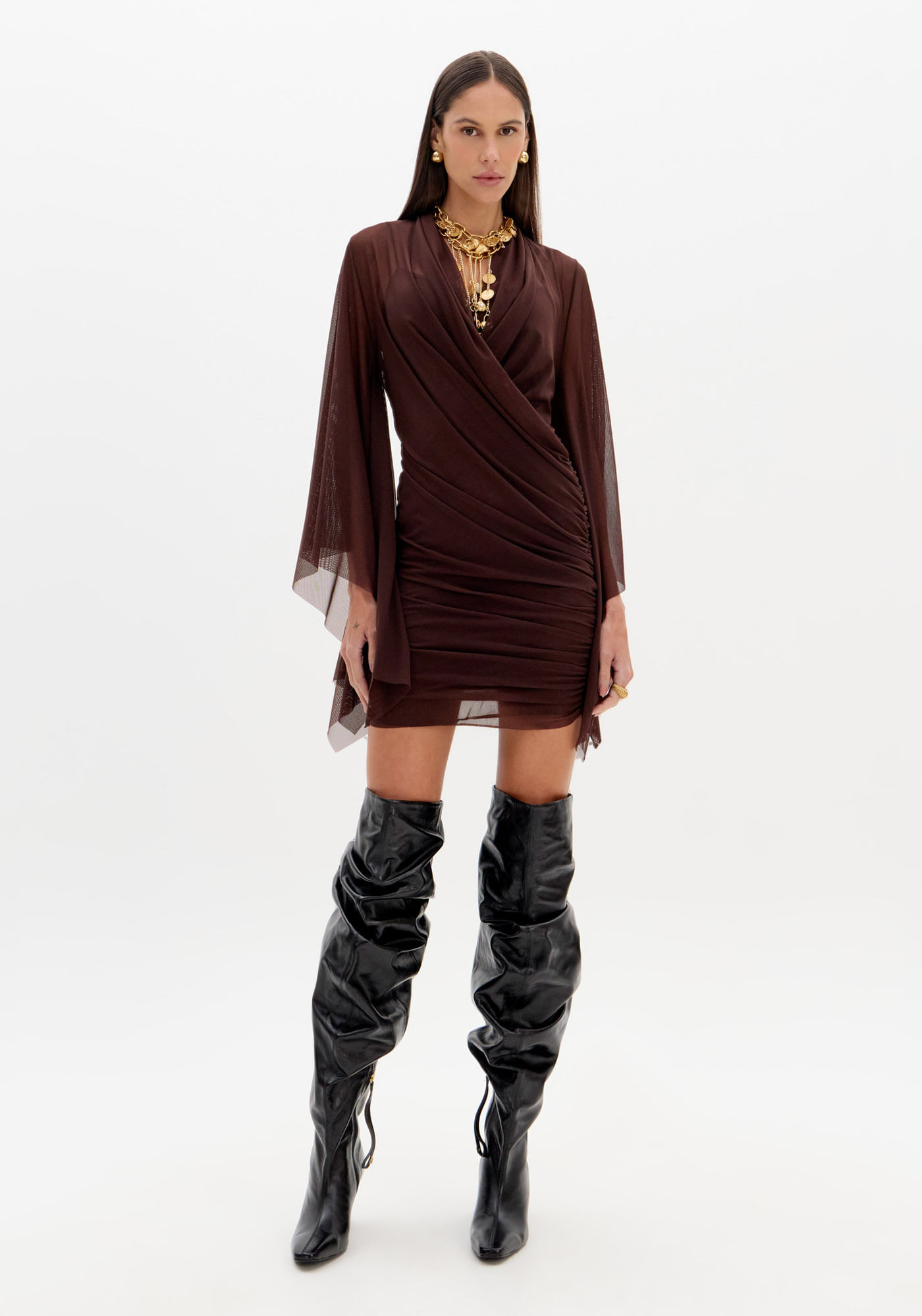 Vestido Curto Transpassado Tule