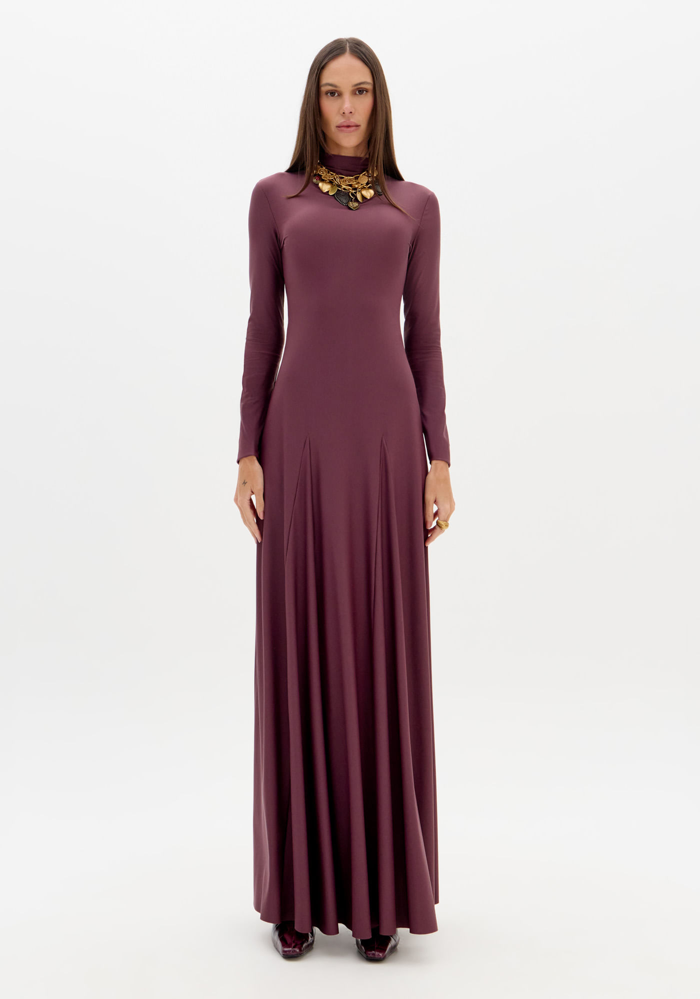 Vestido Longo Com Manga Longa
