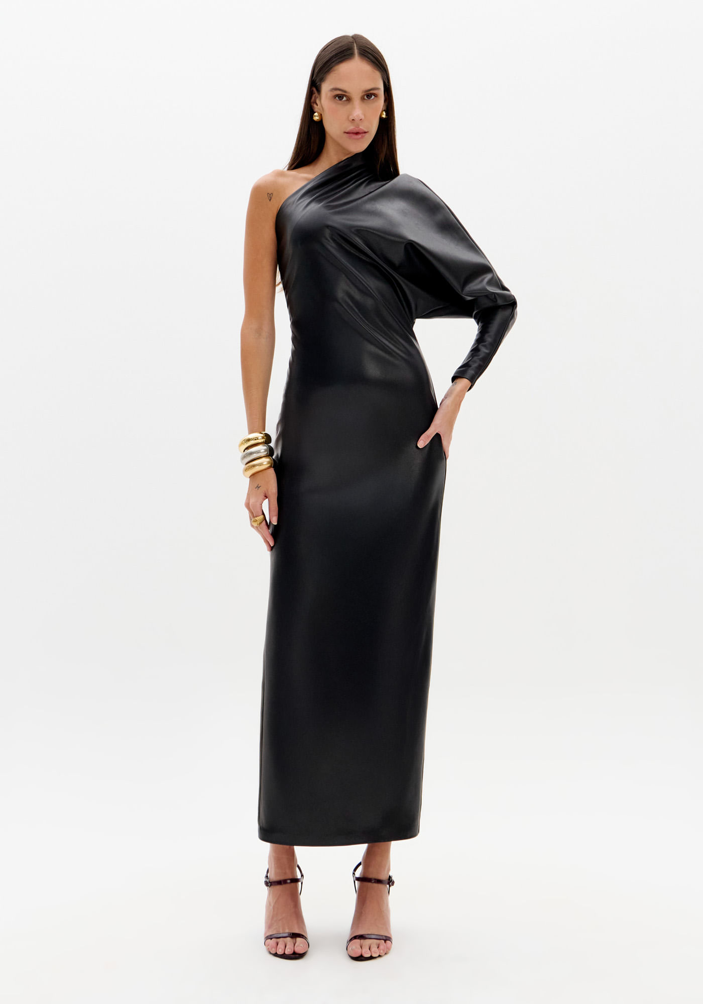 Vestido Ombro Único Super Midi