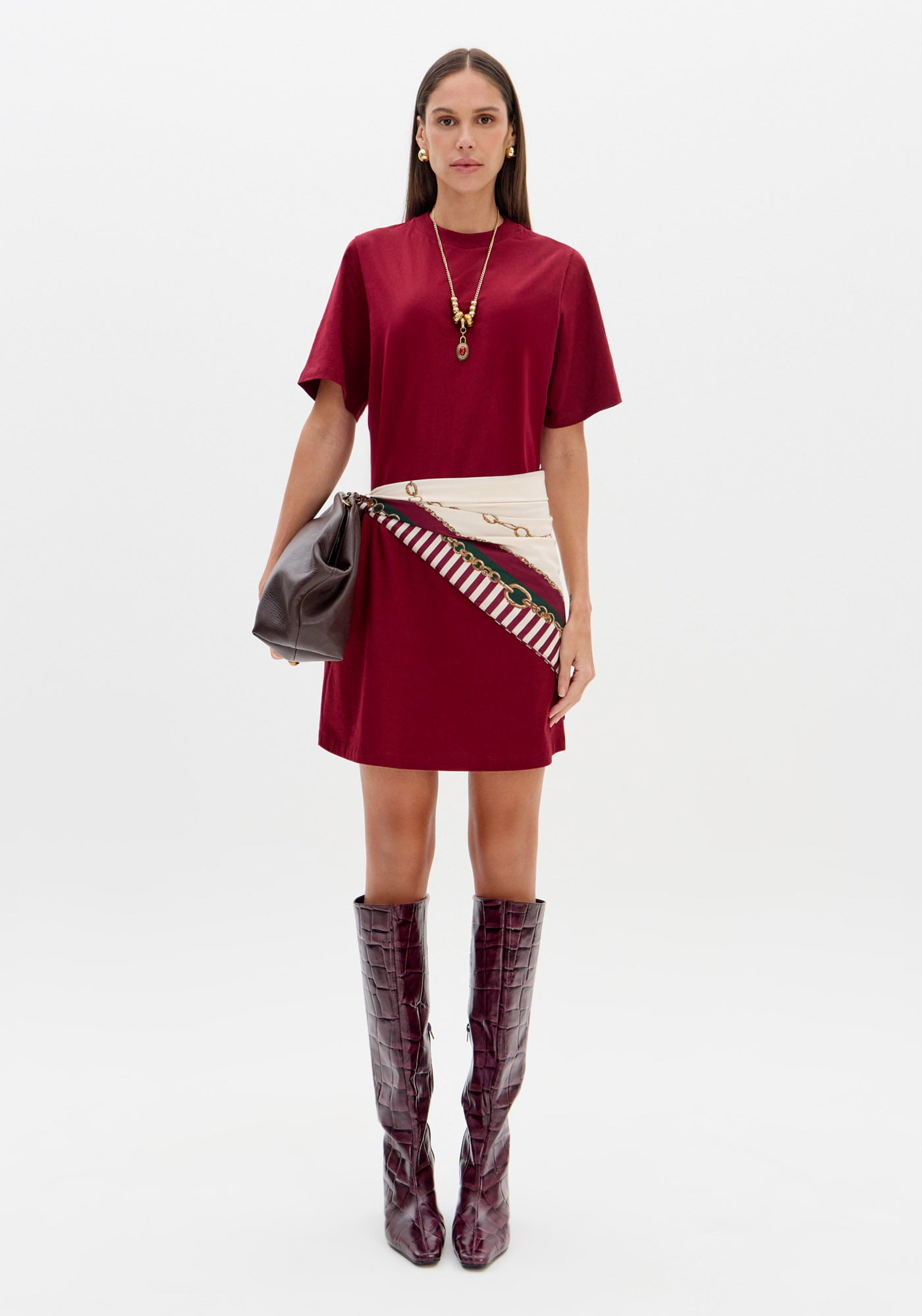 Vestido T-dress Com Lenço