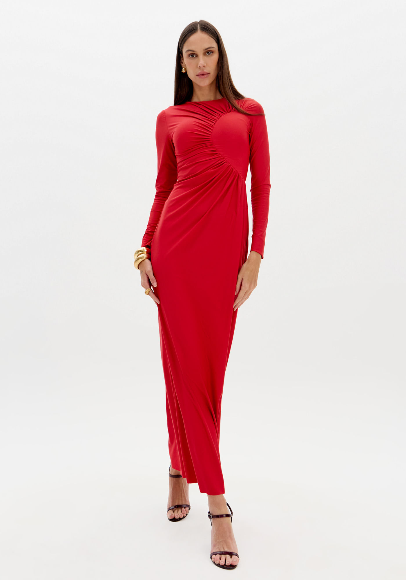 Vestido Manga Longa Super Midi