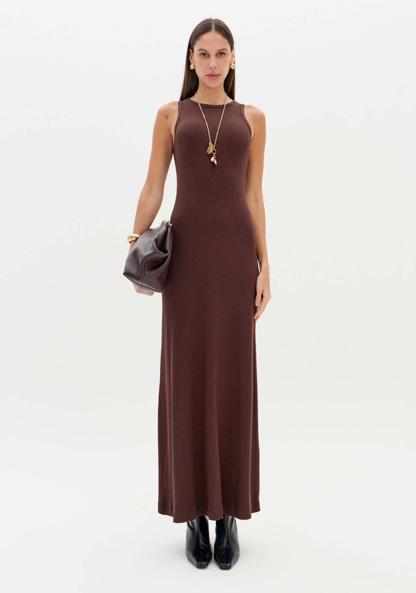 Kazumamacyan　0507 Vestido Super Midi Sem Mangas - Lança Perfume