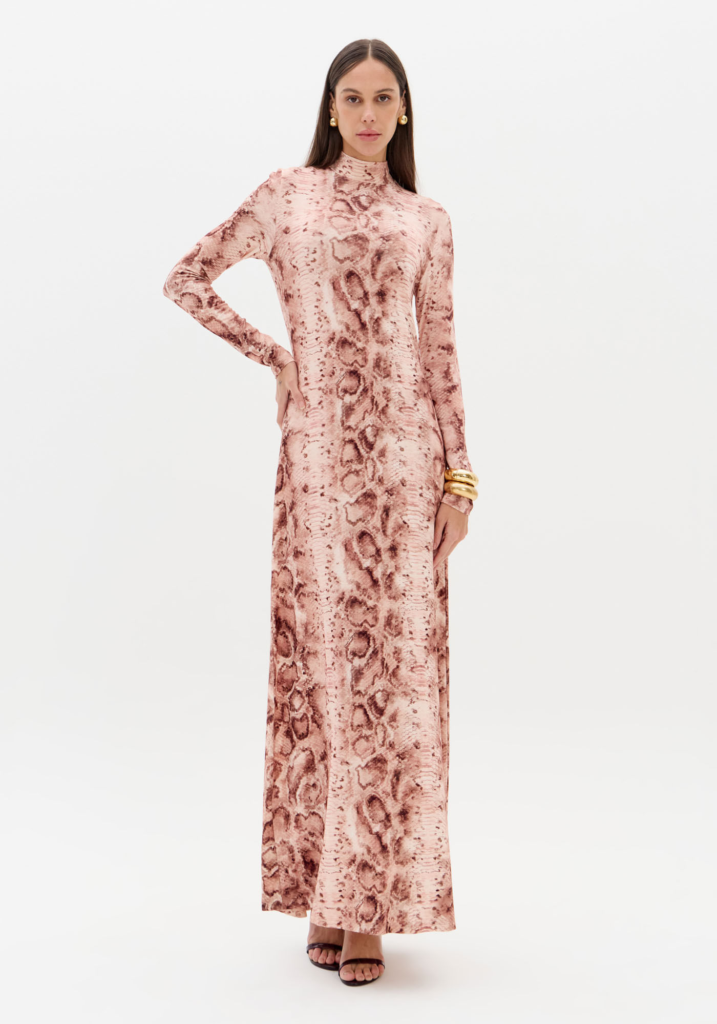 Vestido De Manga Longa Estampado