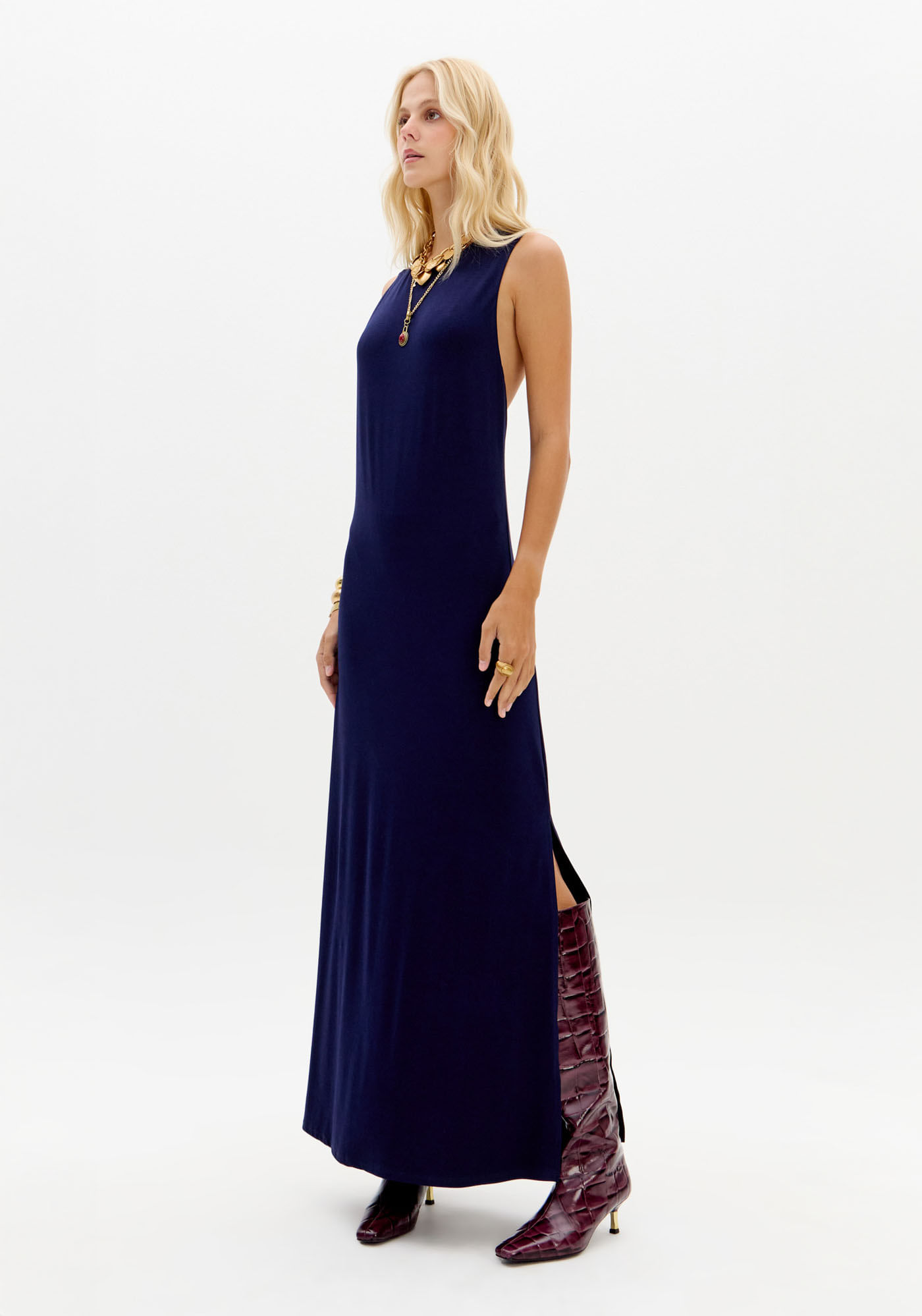 Vestido Sem Mangas Super Midi