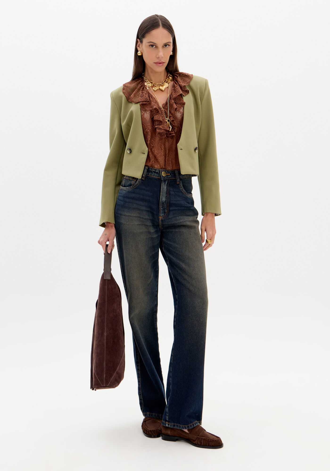 Calça Jeans Reta De Cintura Alta