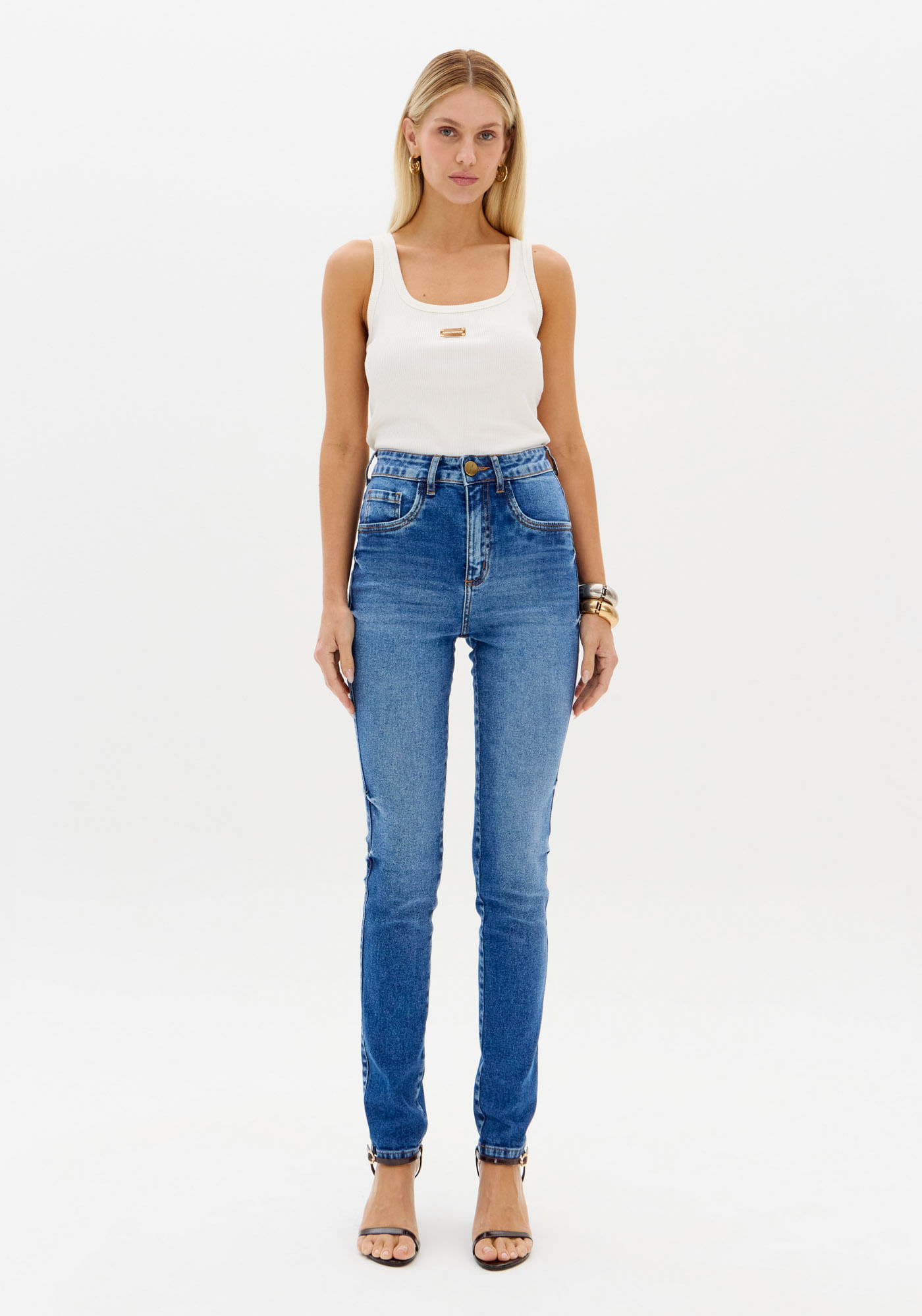 Calça Skinny Jeans Com Elastano