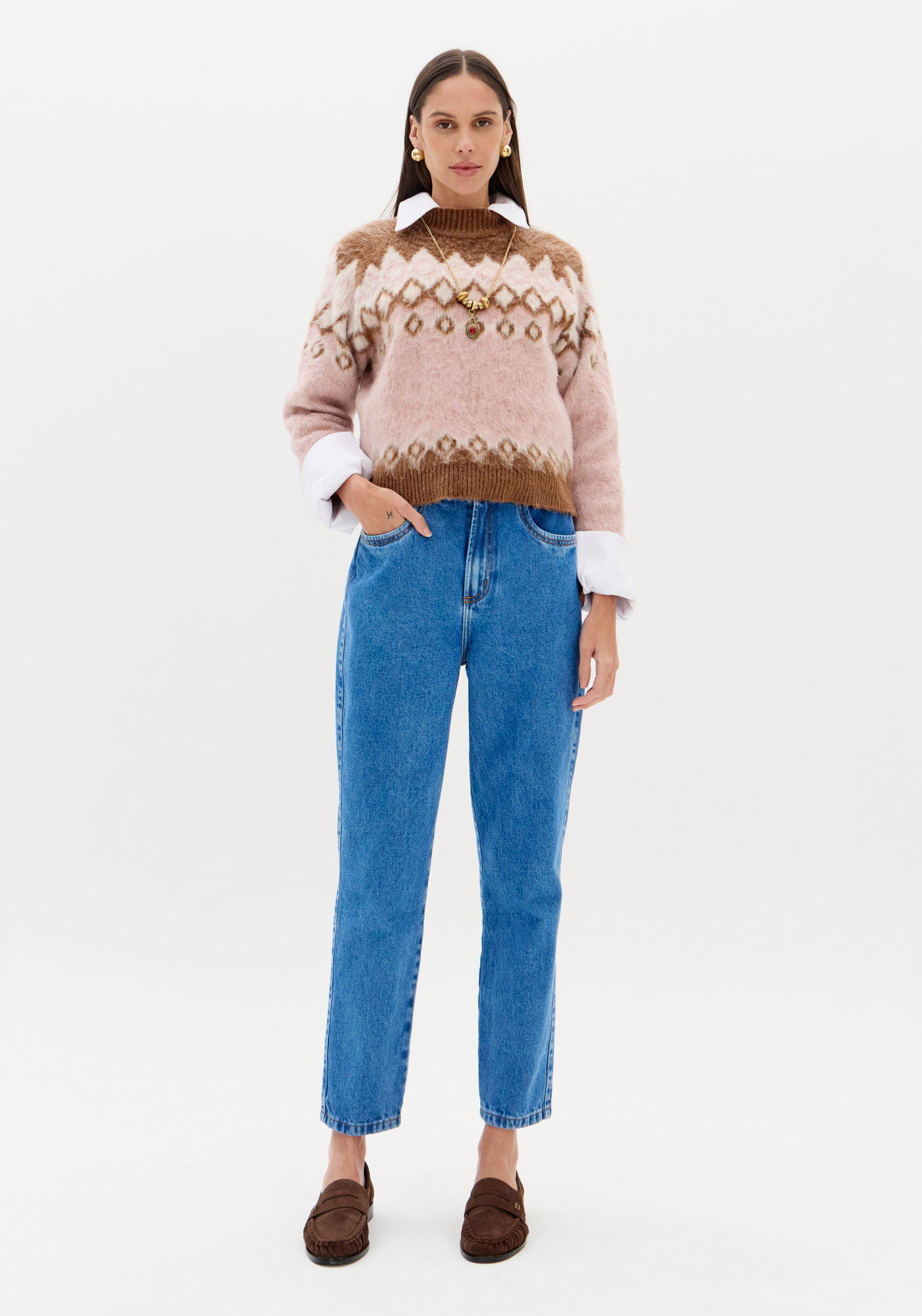 Calça Jeans Mom Com Cintura Alta